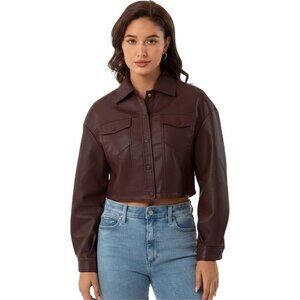 Women Faux Leather Cropped Jacket Trendy Moto Biker Short Jacket PU Jacket Camel